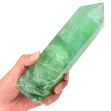 Load image into Gallery viewer, MOGEMT Natural Green Fluorite Obelisk Tower Large Healing Crystal Wand 6 Faceted Point Reiki Chakra Meditation Therapy 1.5-2.0 LBS
