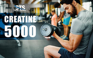 STS Creatine 300 Grams - 100% Pure Raw Creatine Monohydrate Powder, Pre-Workout, Post-Workout, Build Muscle and Stamina - 60 Servings - with scoop