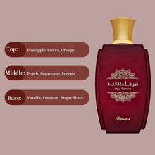 Load image into Gallery viewer, RASASI Marha Eau De Parfum for Women - 100ML (3.38 OZ) Arabian Perfume Spray, Refreshing Fruity and Citrusy Fragrance, Long Lasting Luxurious Feminine Scent
