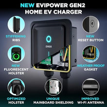Load image into Gallery viewer, EVIQO Level 2 EV Charger, 40 Amp, J1772 for Non-Tesla EVs, 25ft Cable, WiFi (2.4GHz) Smart App, Weatherproof Indoor/Outdoor (IP66, NEMA 4), UL &amp; ETL Certified, NEMA 14-50 Plug-in 240V
