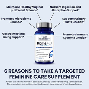 1MD Nutrition BiomeMD Probiotics for Women - Daily Prebiotics and Probiotics for Women - More than 60 Billion CFUs, 15 Strains - Womens Probiotic to Support Urinary & Vaginal Health - 30 Capsules