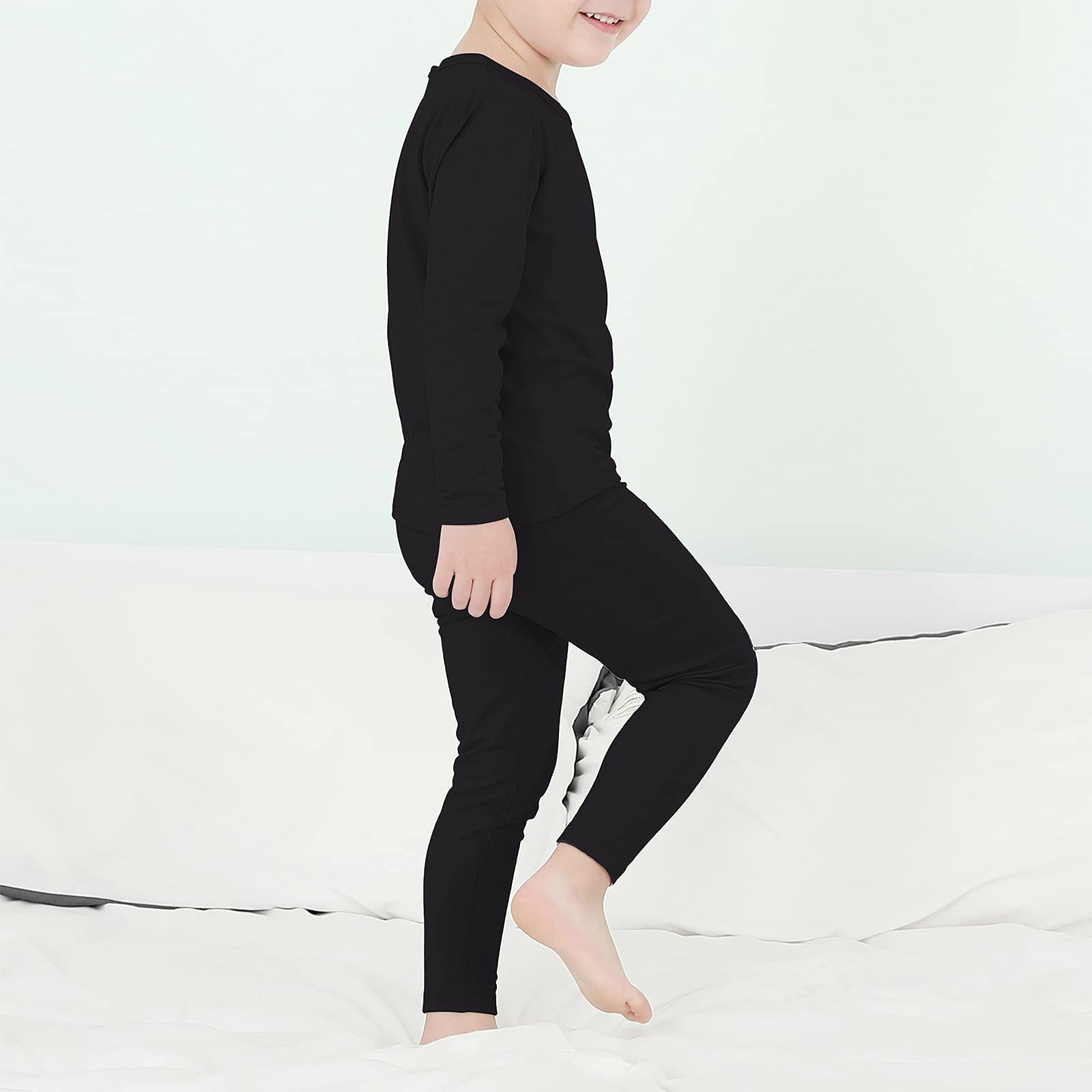 Load image into Gallery viewer, Girls Underwear Kids Thermal Underwears Toddler Winter Base Layer Long Johns Sets for Boys A Black Large (100) /3T-4T