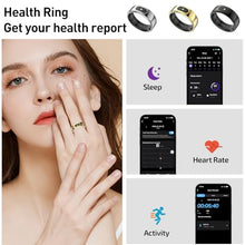 Load image into Gallery viewer, Smart Ring Health Tracker for Women &amp; Men, Fitness Ring with Sleep &amp; Motion Tracking, Touch Control, No Subscription Required, Compatible with iOS &amp; Android (Gold, 10)

