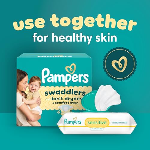 Load image into Gallery viewer, Pampers Swaddlers Disposable Baby Diapers Size 1, 198 Count with Sensitive Water Based Baby Wipes 4X Pop-Top Packs (336 Count)