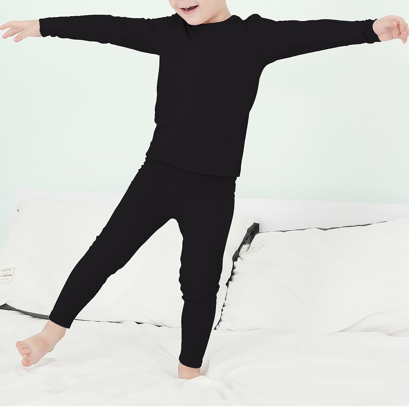 Load image into Gallery viewer, Girls Underwear Kids Thermal Underwears Toddler Winter Base Layer Long Johns Sets for Boys A Black Large (100) /3T-4T