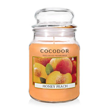 Load image into Gallery viewer, COCODOR Candle Honey Peach Scented, Large Glass Jar 18oz Wick Candle, 110 Hours of Burn Time
