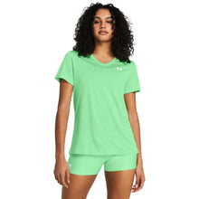 Load image into Gallery viewer, Under Armour Womens Tech Twist Short Sleeve V Neck, (350) Matrix Green/White/White, Large
