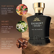 Load image into Gallery viewer, H HABIBI Desert Oud Arabian Fragrance for Men - Floral, Woody, Patchouli Cologne for Men - Warm, Sweet &amp; Spicy Niche Eau de Parfum Men - Blended with Rare Exotic Notes Made In USA
