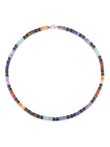Top Plaza 7 Chakra Crystal Stone Beaded Necklace for Men Natural Gemstone Beads Necklace Handmade Balance Mens Necklace Protection Amulet Jewelry Gifts