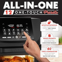 Load image into Gallery viewer, Gourmia Air Fryer - 14 Qt All-in-One Oven with Rotisserie, Digital Display with 12 Presets, Roast, Bake, Broil, Dehydrate, Dishwasher Safe Accessories, Black
