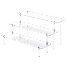 Load image into Gallery viewer, 3 Tier Acrylic Display Risers, Large Perfume Organizer Stand, Clear Cupcake Stand Holder, Display Shelves for Figurines, Dessert Shelf for Party, Risers Display Stand for Decoration (1 Pack)
