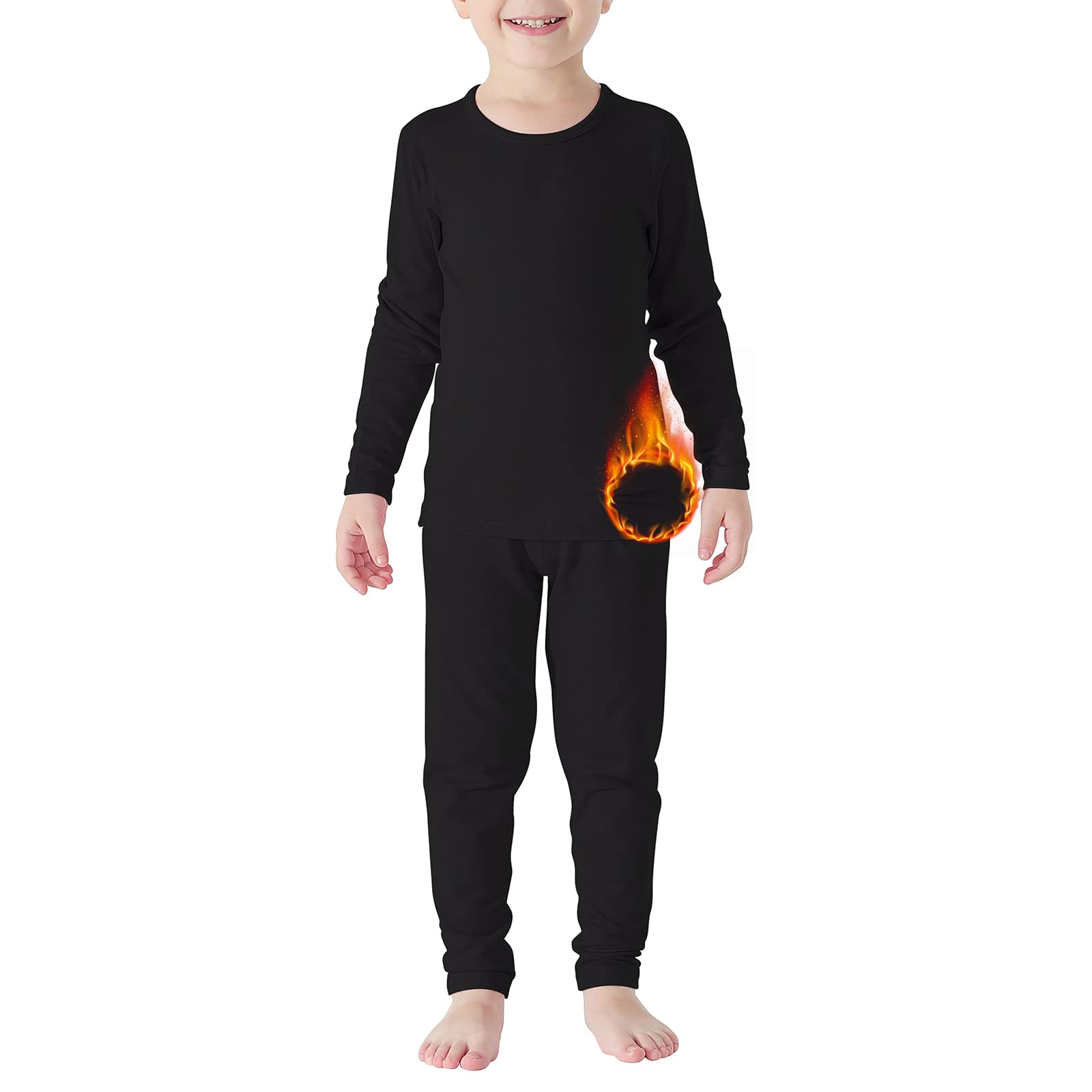 Load image into Gallery viewer, Girls Underwear Kids Thermal Underwears Toddler Winter Base Layer Long Johns Sets for Boys A Black Large (100) /3T-4T