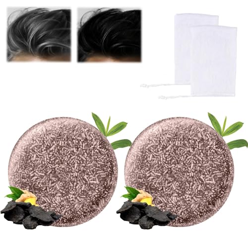 TYAYW Grey Hair Coverage Shampoo Soap 2Pcs, Shouwu Darkening Shampoo Bar for Gray Hair, Natural Blackening Hair Soap for Hair Hydrating & Moisturizing(Polygonum Multiflorum for Grey Hair)