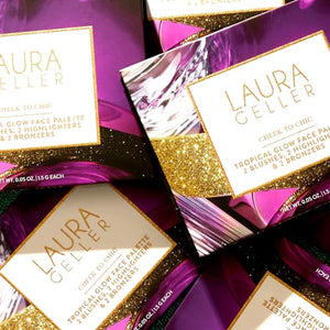 LAURA GELLER NEW YORK Cheek to Chic Tropical Glow Baked Face Palette | Includes 2 Blushes, 2 Bronzers and 2 Radiant Highlighters