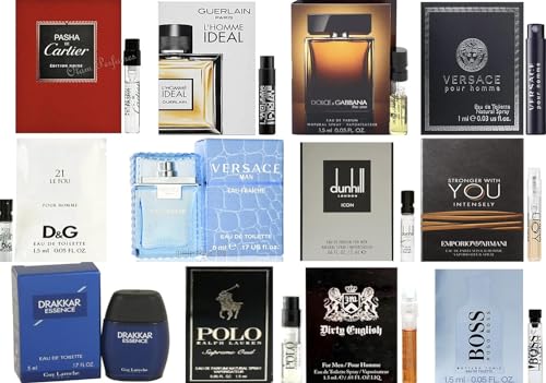 Men's Fragrance Samples for Men High end Designer perfume sample Lot X 12 Cologne Vials + Black Velvet Pouch