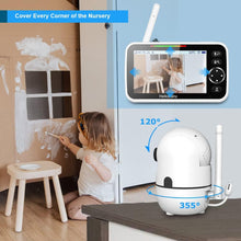 Load image into Gallery viewer, HelloBaby No WiFi Baby Monitor 5" Screen 30-Hour Battery Pan-Tilt-Zoom Video Upgrade with Camera and Audio, Night Vision, VOX, 2-Way Talk, 8 Lullabies and 1000ft Range, HB6550
