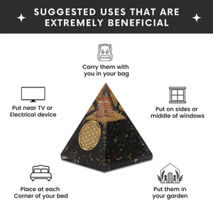 Agate Mart Energy Generator Black Tourmaline Orgonite Pyramids with Black Tourmaline Pendant - Healing- meditation orgonite pyramids E-Energy Protection and Protective Set