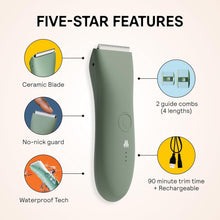 Load image into Gallery viewer, MERIDIAN The Trimmer Original - Body Hair Trimmer for Men, Electric Shaver for Pubic Hair, Chest, Legs &amp; Bikini, Waterproof &amp; Rechargeable, Sage
