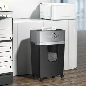 BONSEN 12-Sheet Micro Cut Paper Shredder for Home Office Use, High Security Level P-4 /55dB Ultra-Quiet/40-Minutes Shredding Shreds Credit Card/Staples, 5.3-Gallons Pullout Bin (S3106)