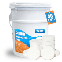 Load image into Gallery viewer, Chlorine Tablets 3 inch 40 Pounds, TABIT Swimming Pool Long Lasting Chlorinating Tablets, Slow Dissolving, Tri-Chlor for Swim Pool, Hot Tubs, Spa
