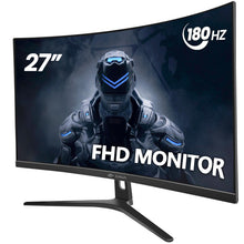 Load image into Gallery viewer, CRUA 27" 144Hz/180Hz Curved Gaming Monitor, FHD 1080P VA Screen 1800R Computer Monitors, 1ms(GTG) with FreeSync, Low Motion Blur, DisplayPort, HDMI, Support Wall Mount Install- Black

