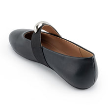 Load image into Gallery viewer, Gradinery Metal Buckle Mary Jane Ballet Flats Shoes Round Toe Slip On Casual Dress Ballerina Shoes Metal Black Size 6
