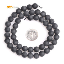 Load image into Gallery viewer, GEM-Inside 8mm Natural Black Tourmaline Gemstone Frosted Matte Rond Spacer Loose Beads for Jewelry Making 15&quot;
