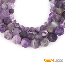 Load image into Gallery viewer, GEM-Inside Amethyst Gemstone Stone Beads Matte Frosted Round Natural 8mm Crystal Energy Stone Power for Jewelry Making 15&quot;
