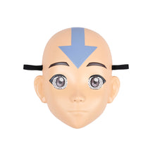 Load image into Gallery viewer, Avatar Aang Official Youth Deluxe Halloween Costume - Premium Quality Jumpsuit with Attached Cloak plus Belt, Mask, and Staff (M)
