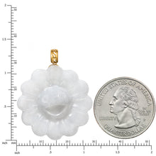Load image into Gallery viewer, ALOHAPLUS 18K Solid Yellow Gold Natural Grade A Jadeite Smiling Flower Murakami Motif, Genuine Jade Pendant Necklace, Handcarved Jadeite, with Gift Box (White Jade Flower)
