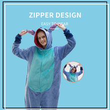 Load image into Gallery viewer, COSUSKET Snug Fit Unisex Adult Onesie Pajamas, Flannel Cosplay Animal One Piece Halloween Costume Sleepwear Homewear Light Blue
