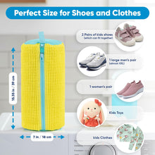 Load image into Gallery viewer, Shoe Washing Machine Bag –2 Pcs Reusable Laundry Shoe Bag with Brush &amp; Shoe Trees, 360° Deep Cleaning Sneaker Washing Machine Bag, Fits All Shoe Types &amp; Sizes (Yellow, 14.8 × 7.4 Inches)
