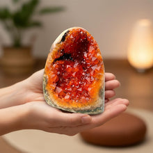 Load image into Gallery viewer, Orange Crystal Geode Cluster 200-300g (5-10cm) - Natural Rock Cluster for Home Office Decor, Spiritual Healing Stone with Unique Texture (0.44-0.6lb)
