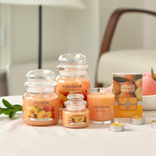 Load image into Gallery viewer, COCODOR Candle Honey Peach Scented, Large Glass Jar 18oz Wick Candle, 110 Hours of Burn Time
