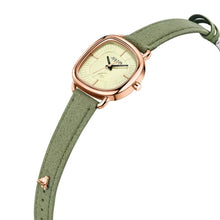 Load image into Gallery viewer, Valence Womens Watches, 2025 Italian Genuine Leather Small Face Wristology Watches for Women, Valentine&#39;s Day Gift Fashion Ladies Watch, Advanced Texture Dial Watches with Green Cloth Strap
