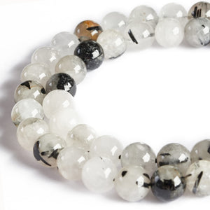 60pcs 6mm Natural Tourmaline Quartz Beads Gemstone Beads Round Loose Beads for Jewelry Making