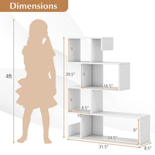 Load image into Gallery viewer, Tangkula S-Shaped Bookshelf, 5-Tier Modern Geometric Stepped Bookcase with Anti-Tipping Kits, Freestanding Corner Ladder Display Rack for Living Room Home Office (1, White)
