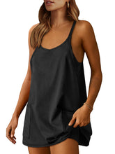 Load image into Gallery viewer, ANRABESS Women Athletic Dress Summer Tennis Workout Active Sports Mini Romper Dress Built in Shorts Travel Vacation Clothes Black Medium
