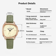 Load image into Gallery viewer, Valence Womens Watches, 2025 Italian Genuine Leather Small Face Wristology Watches for Women, Valentine&#39;s Day Gift Fashion Ladies Watch, Advanced Texture Dial Watches with Green Cloth Strap
