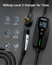 Load image into Gallery viewer, Level 2 EV Charger for Tesla, 40A/9.6kW Ultra-Fast Home Portable EV Charging Station with NEMA 14-50 Plug, 25FT Cable, Adjustable Current &amp;Delay Start Timer, Compatible with Model Y/3/S/X (NACS Port)
