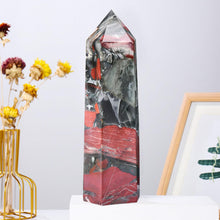 Load image into Gallery viewer, MOGEMT Africa Bloodstone Obelisk Tower Large Natural Healing Crystal Point Wand 6 Faceted Reiki Meditation Home Decor 1.5-2 LBS
