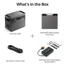 Load image into Gallery viewer, DJI Power 2000 Portable Power Station, Foldable Solar Panel, 2048Wh LFP Battery, 3000W Stable Output, 0-80% in 55 Mins, Enhanced Safety, Ultra-Quiet, Camping, Blackout, RV
