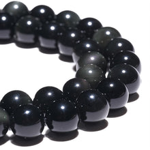 Load image into Gallery viewer, Natural Gemstone Beads 6mm Rainbow Black Obsidian Beads Polished Round Smooth Stone Beads for Bracelets Jewelry Making 15inch Loose Beads
