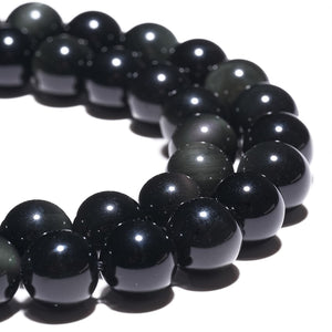 Natural Gemstone Beads 6mm Rainbow Black Obsidian Beads Polished Round Smooth Stone Beads for Bracelets Jewelry Making 15inch Loose Beads