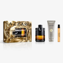 Load image into Gallery viewer, Azzaro The Most Wanted Parfum - Intense Mens Cologne Set ($205 Value) - 3-Piece Set with Full Size + Travel Size Fragrances, Hair &amp; Body Wash - Lasting Wear
