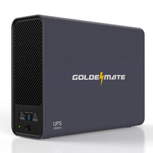 Load image into Gallery viewer, GOLDENMATE 1000VA/600W Lithium UPS Battery Backup &amp; Surge Protector, Backup Battery Power Supply with LiFePO4 Batteries(153.6 Wh), Sinewave UPS System, 10 Years Lifespan, 8 Outlets, LCD Display, Gray
