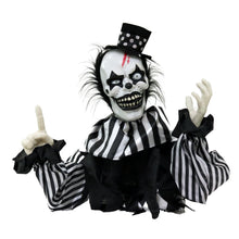 Load image into Gallery viewer, Haunted Hill Farm Scary Talking Groundbreaker Clown, Halloween Animatronic with Motion and Touch Activated Lights and Sounds, Battery Operated Indoor or Covered Outdoor Halloween Decorations
