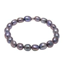 Load image into Gallery viewer, 8-9 MM Cultured Freshwater Baroque Pearl Stretch Bracelet 7 Inch, Dyed Greenish Black
