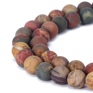 Gorgeous Natural Fushia Drusy Agate Gemstone Matte Round Loose Beads for Jewelry Making (8MM, Picasso Jasper)
