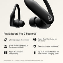 Load image into Gallery viewer, Beats Powerbeats Pro 2 - Wireless Noise Cancelling Workout Earbuds with Secure- Fit Earhooks, Up to 45-Hour Battery with Charging Case, Sweat &amp; Water Resistant, Heart Rate Monitoring - Jet Black
